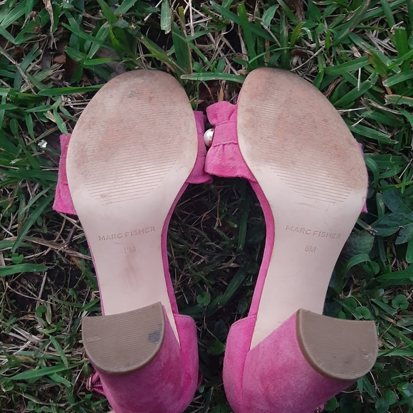 Marc Fisher Pink Pearl Open Toe Block Chunky Heels - Picture 4 of 8